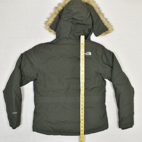The North Face Dark Green Puffer Jacket with Faux Fur Hood - Picture 5 of 8